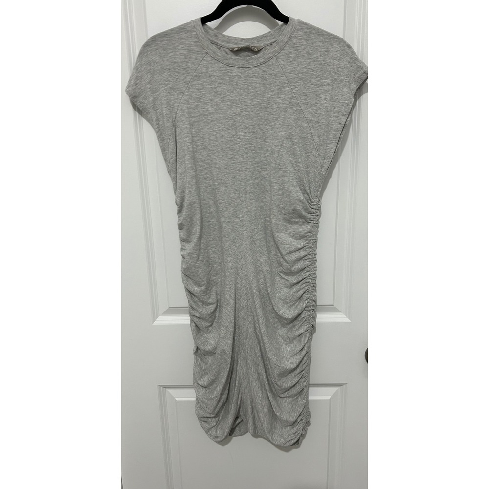 Athleta Heather Grey Ruched Side Tee Dress Tunic Short Sleeve Casual Women